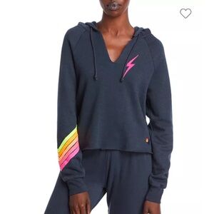 Aviator Nation Bolt Chevron Cropped Hoodie